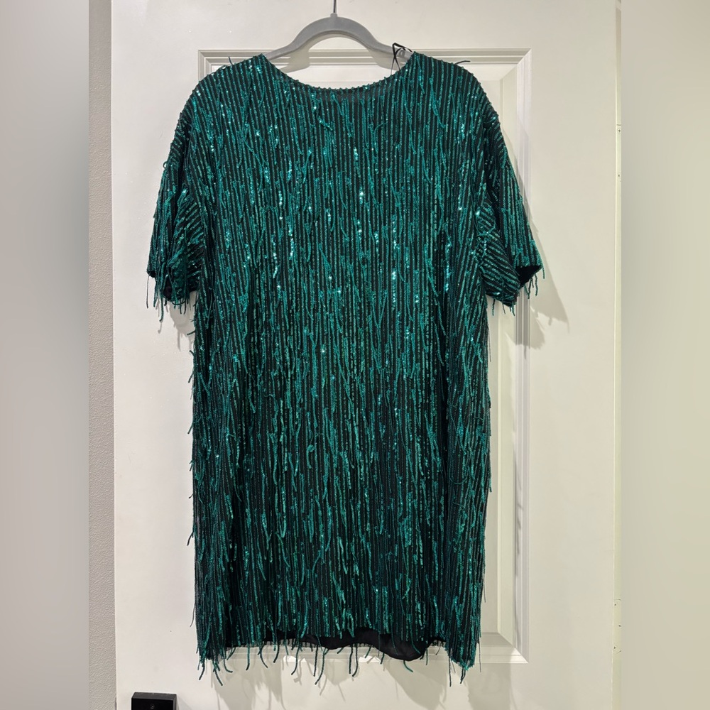 Zara Black Top with Green Sequins